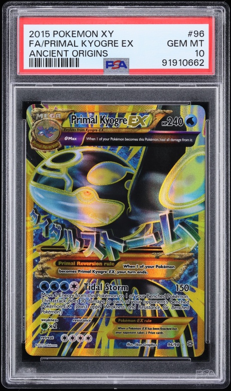 2015 Pokemon XY Ancient Origins Full Art Primal Kyogre EX #96 PSA 10 GEM MINT