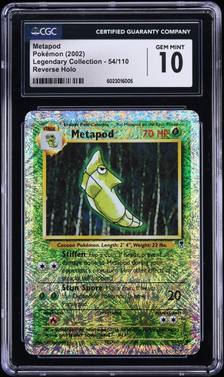 2002 Pokemon Legendary Collection Reverse Holo Metapod #54 CGC 10 GEM MINT