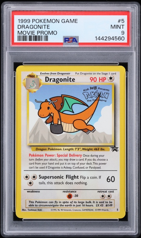1999 Pokemon Black Star Promo Movie Dragonite #5 PSA 9 MINT