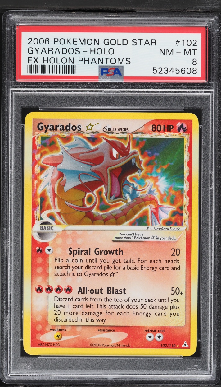 2006 Pokemon EX Holon Phantoms Holo Gyarados Gold Star #102 PSA 8 NM-MT
