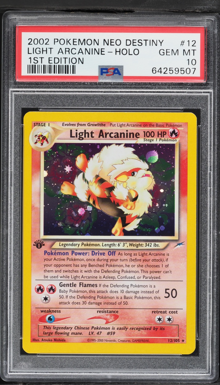 2002 Pokemon Neo Destiny 1st Edition Holo Light Arcanine #12 PSA 10 GEM MINT