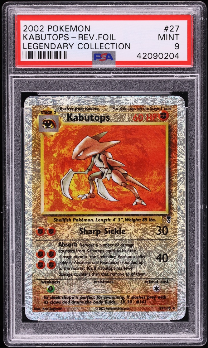2002 Pokemon Legendary Collection Reverse Holo Kabutops #27 PSA 9 MINT