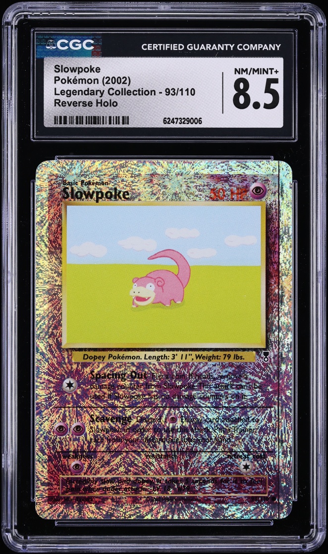 2002 Pokemon Legendary Collection Reverse Holo Slowpoke #93 CGC 8.5 NM-MT+