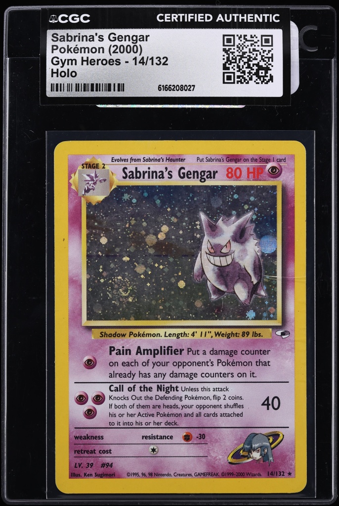 2000 Pokemon Gym Heroes Holo Sabrina's Gengar #14 CGC AUTH