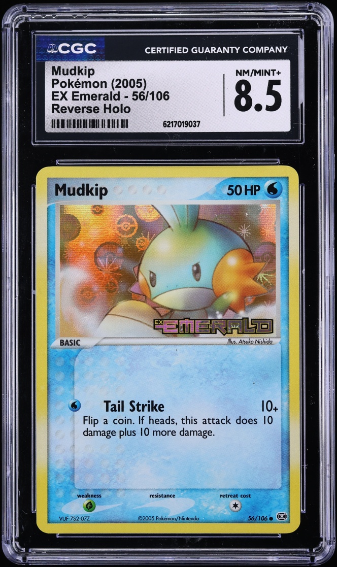 2005 Pokemon EX Emerald Reverse Holo Mudkip #56 CGC 8.5 NM-MT+