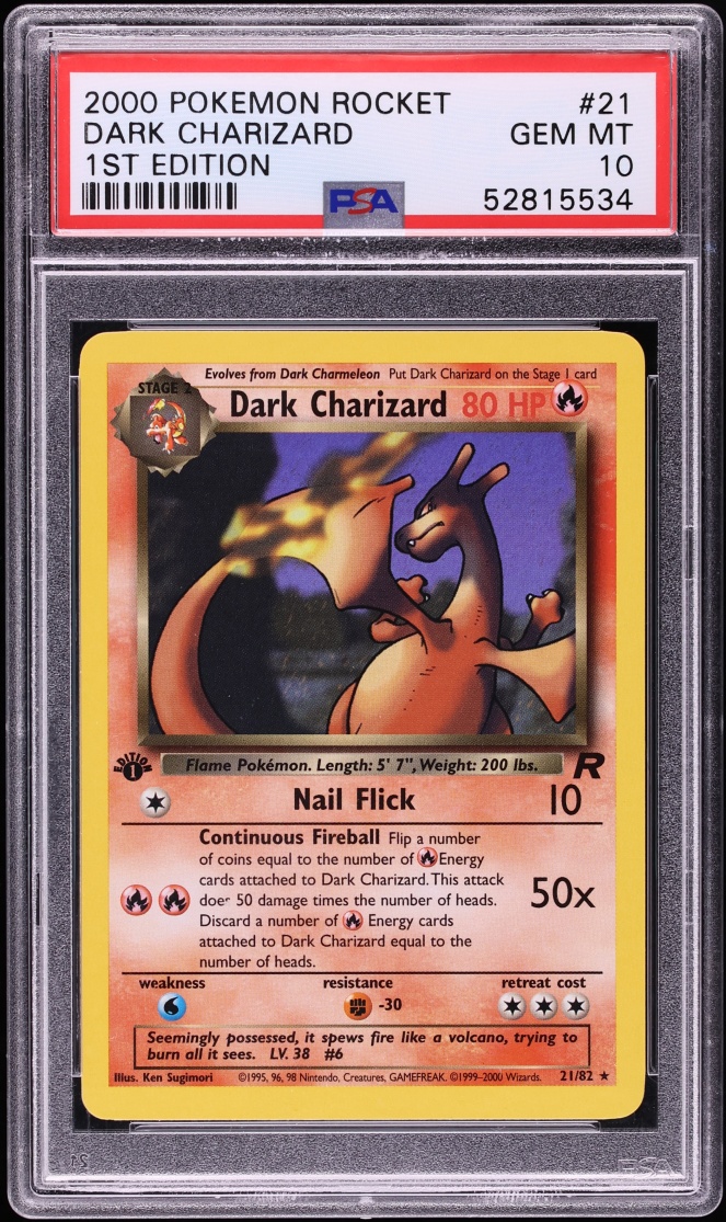2000 Pokemon Team Rocket 1st Edition Dark Charizard #21 PSA 10 GEM MINT