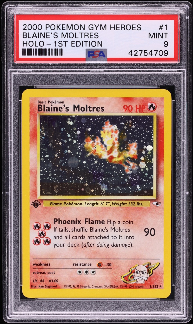 2000 Pokemon Gym Heroes 1st Edition Holo Blaine's Moltres #1 PSA 9 MINT