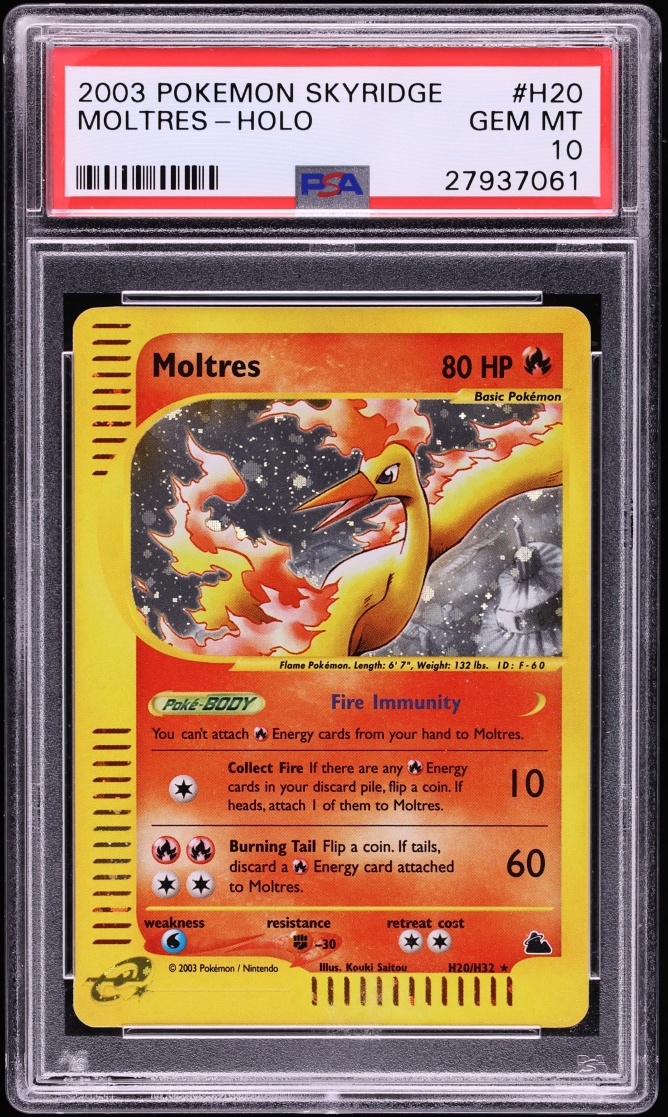2003 Pokemon Skyridge Holo Moltres #H20 PSA 10 GEM MINT