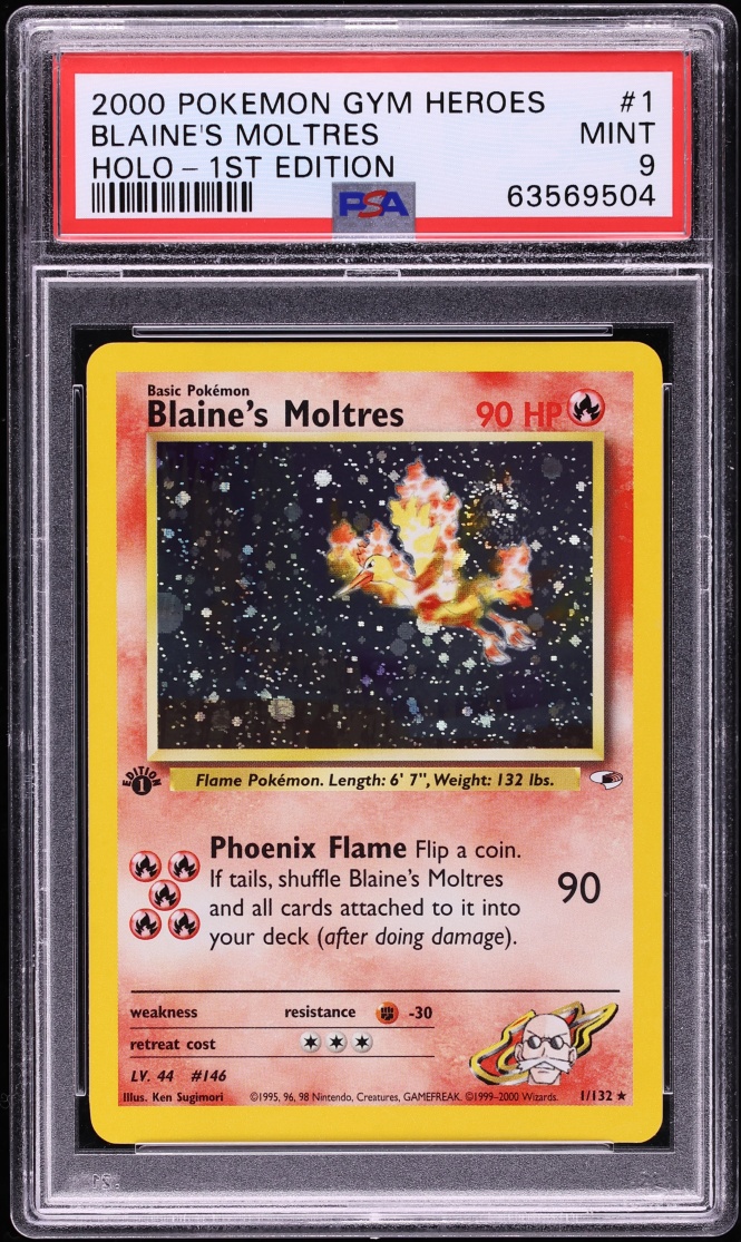 2000 Pokemon Gym Heroes 1st Edition Holo Blaine's Moltres #1 PSA 9 MINT