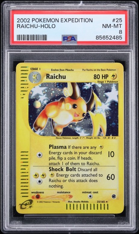 2002 Pokemon Expedition Holo Raichu #25 PSA 8 NM-MT