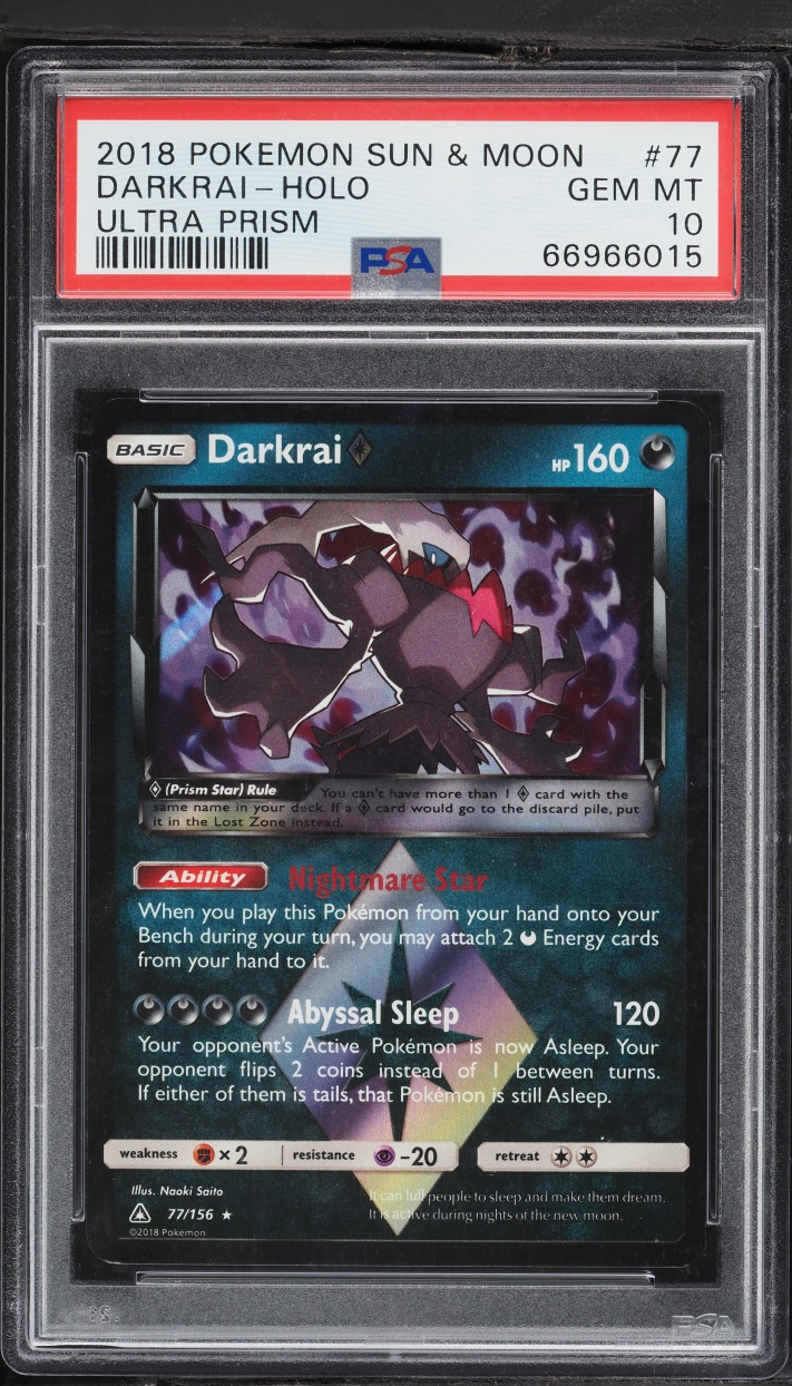 2018 Pokemon Sun & Moon Ultra Prism Holo Darkrai #77 PSA 10 GEM MINT