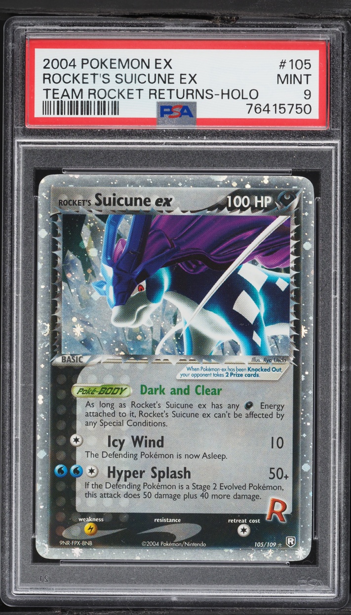 2004 Pokemon EX Team Rocket Returns Holo Rocket's Suicune Ex #105 PSA 9 MINT