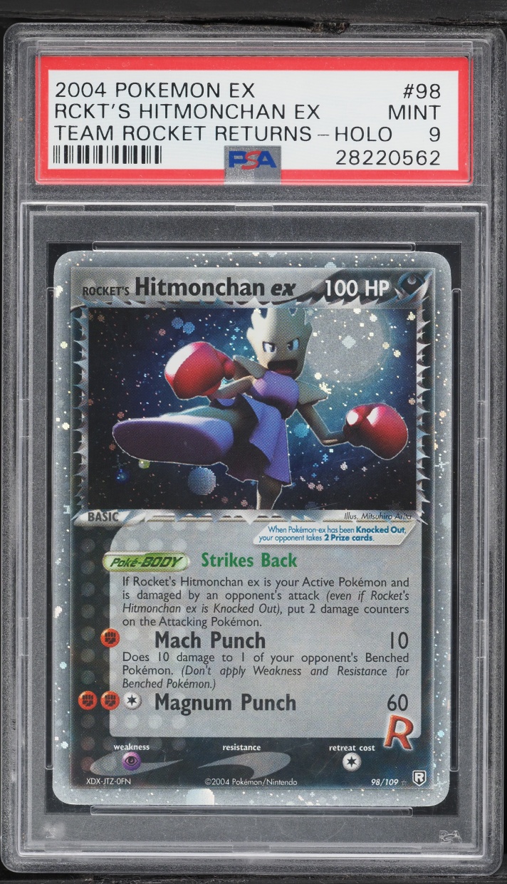 2004 Pokemon EX Team Rocket Returns Holo Rocket's Hitmonchan EX #98 PSA 9 MINT