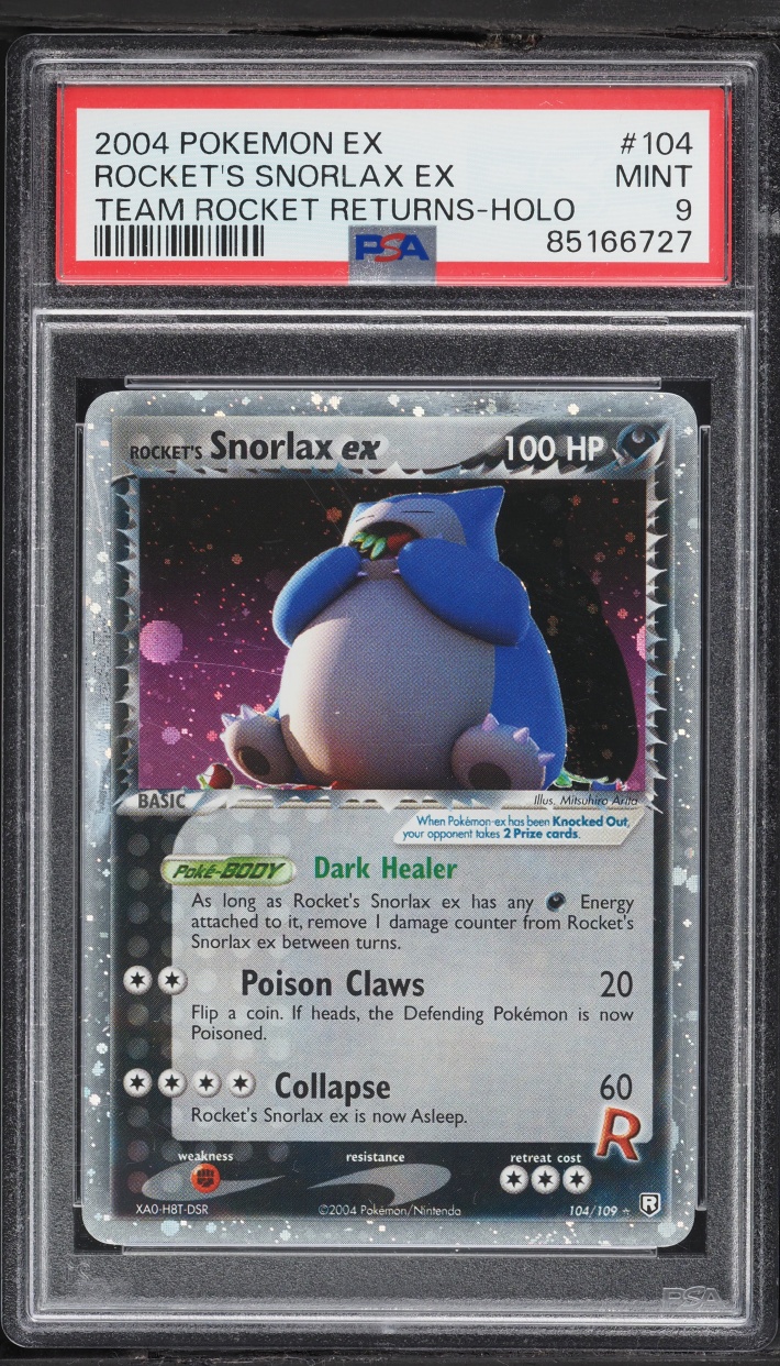 2004 Pokemon EX Team Rocket Returns Holo Rocket's Snorlax Ex #104 PSA 9 MINT