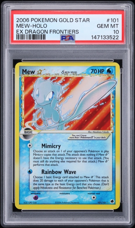 2006 Pokemon EX Dragon Frontiers Holo Mew Gold Star #101 PSA 10 GEM MINT