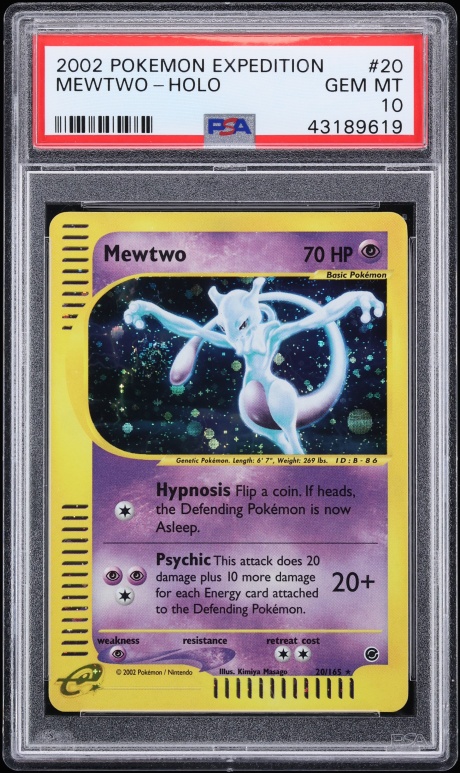 2002 Pokemon Expedition Holo Mewtwo #20 PSA 10 GEM MINT