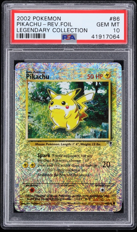 2002 Pokemon Legendary Collection Reverse Holo Pikachu #86 PSA 10 GEM MINT