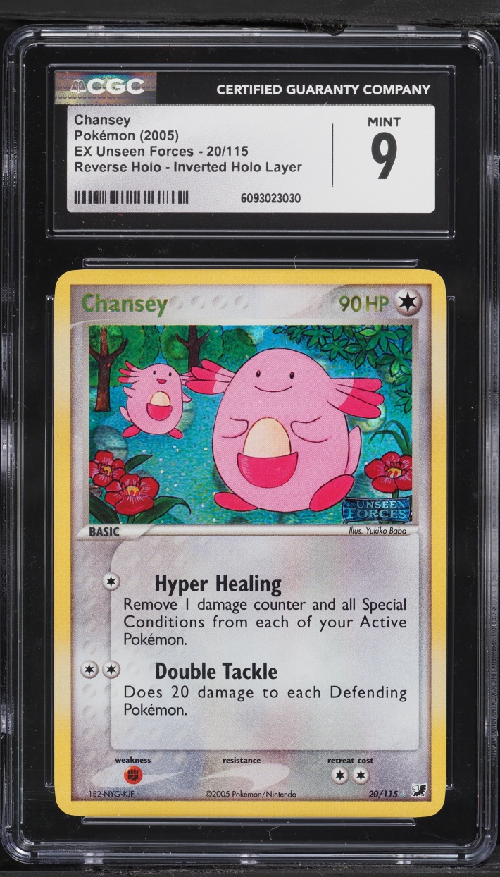 2005 Pokemon EX Unseen Forces Inverted Layer Error Reverse Holo Chansey #20 CGC 9 MINT