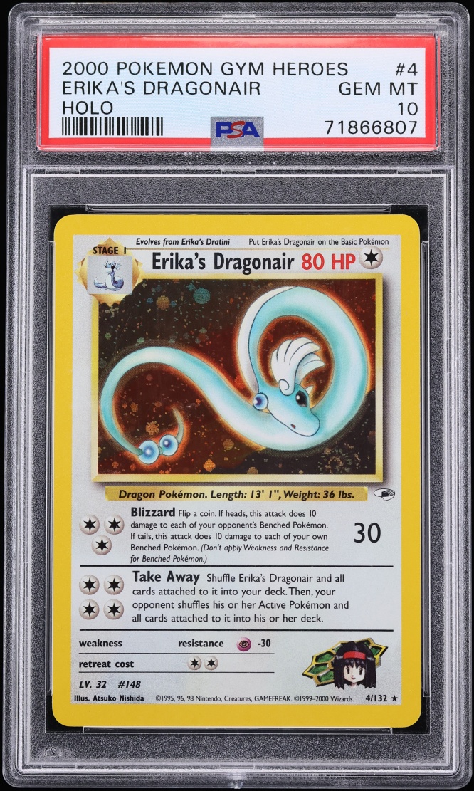2000 Pokemon Gym Heroes Holo Erika's Dragonair #4 PSA 10 GEM MINT