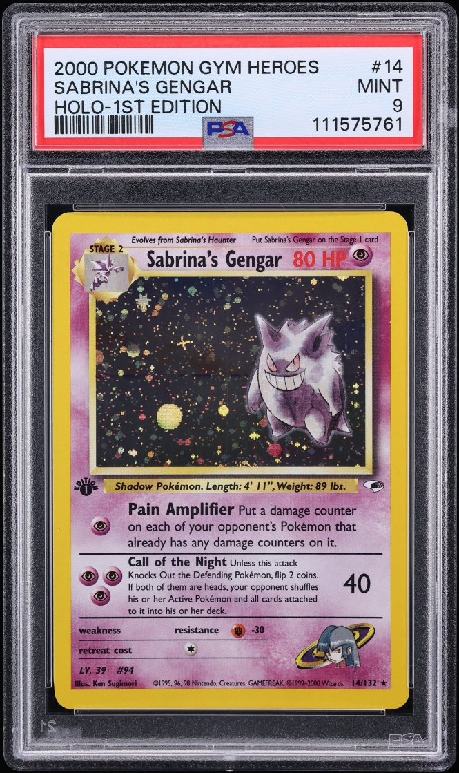 2000 Pokemon Gym Heroes 1st Edition Holo Sabrina's Gengar #14 PSA 9 MINT