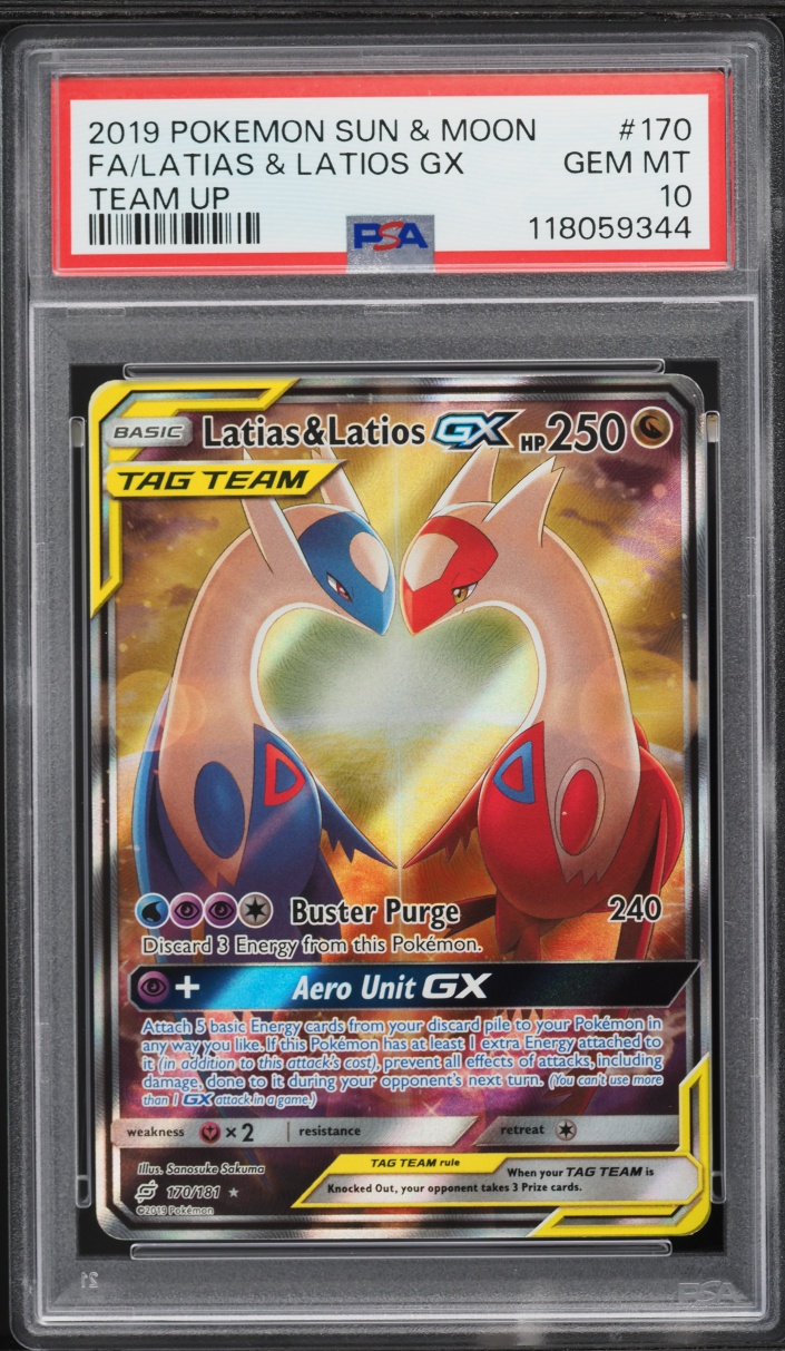 2019 Pokemon Sun & Moon Team Up Full Art Latias & Latios GX #170 PSA 10 GEM MINT