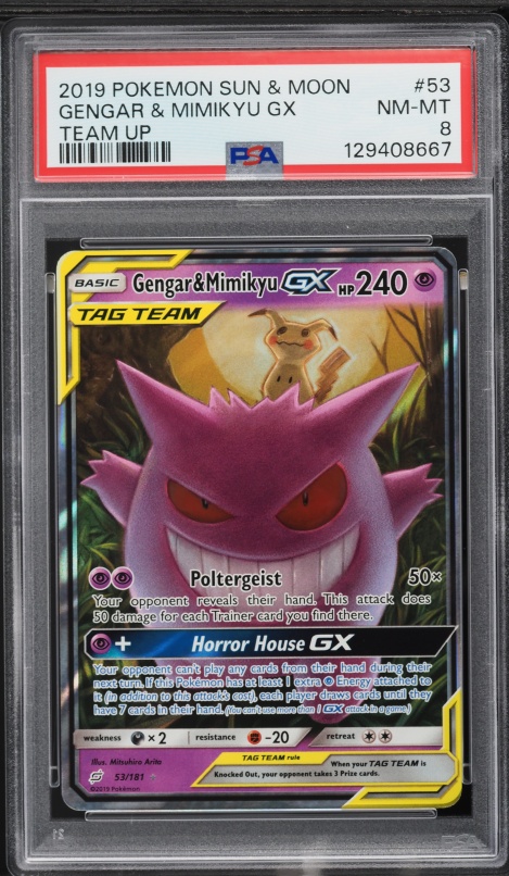 2019 Pokemon Sun & Moon Team Up Holo Gengar & Mimikyu GX #53