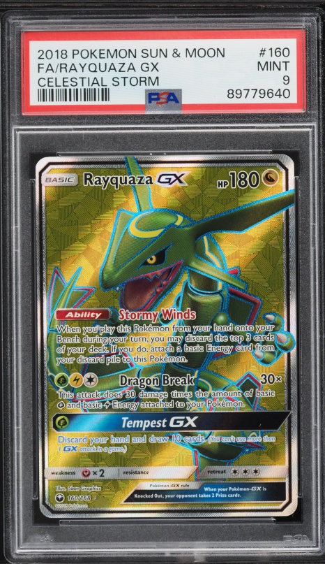 2018 Pokemon Sun & Moon Celestial Storm Full Art Rayquaza GX #160