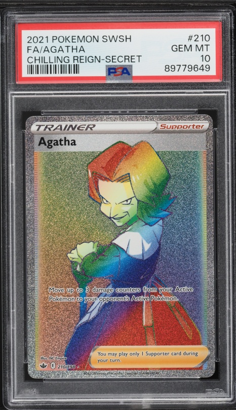 2021 Pokemon Sword & Shield Chilling Reign Rainbow Rare Agatha #210