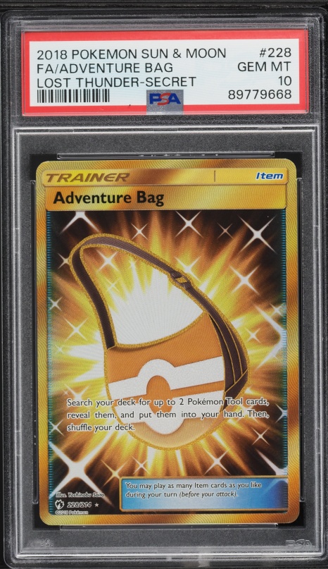 2018 Pokemon Sun & Moon Lost Thunder Secret Gold Rare Adventure Bag #228
