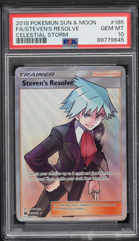 2018 Pokemon Sun & Moon Celestial Storm Full Art Steven's Resolve #165