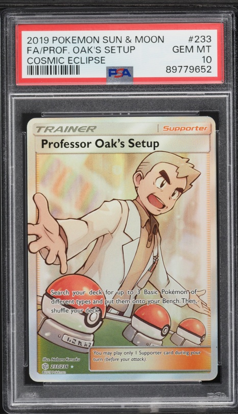 2019 Pokemon Sun & Moon Cosmic Eclipse Full Art Professor Oak's Setup #233