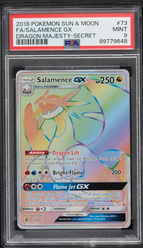 2018 Pokemon Sun & Moon Dragon Majesty Rainbow Rare Salamence GX #73