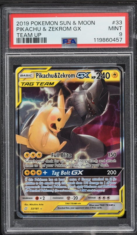 2019 Pokemon Sun & Moon Team Up Holo Pikachu & Zekrom GX #33