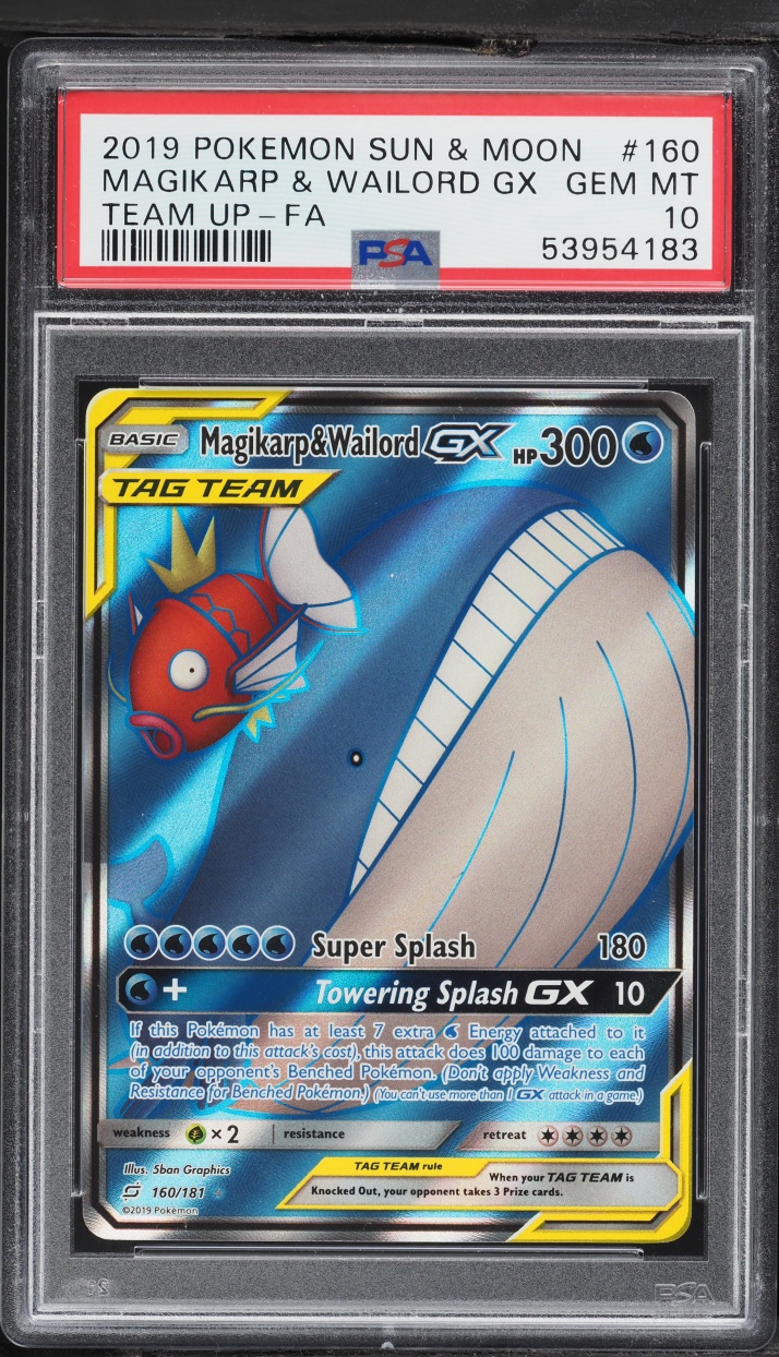 2019 Pokemon Sun & Moon Team Up Full Art Magikarp & Wailord GX #160 PSA 10 GEM MINT