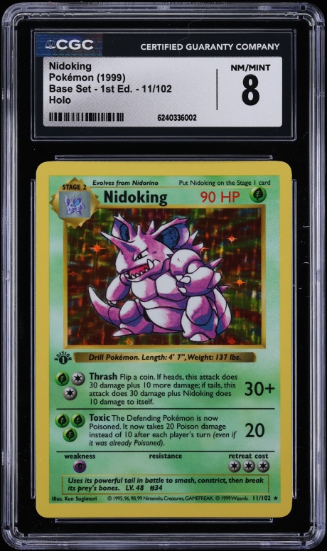 1999 Pokemon Base Set 1st Edition Holo Nidoking #11 CGC 8 NM-MT