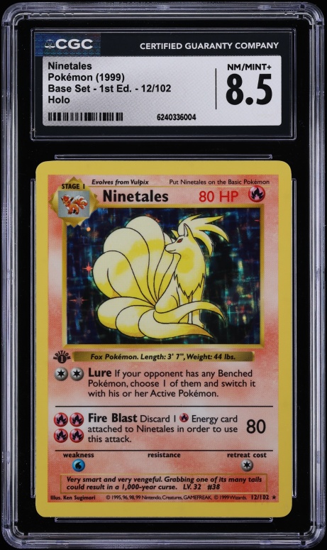 1999 Pokemon Base Set 1st Edition Holo Ninetales #12 CGC 8.5 NM-MT+