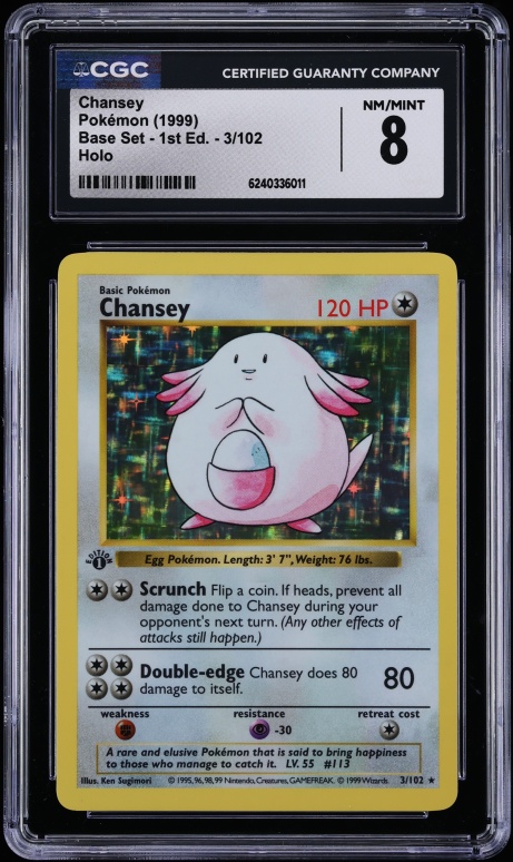 1999 Pokemon Base Set 1st Edition Holo Chansey #3 CGC 8 NM-MT