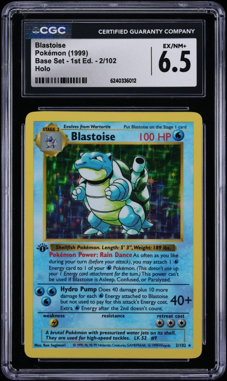 1999 Pokemon Base Set 1st Edition Holo Blastoise #2 CGC 6.5 EXMT+