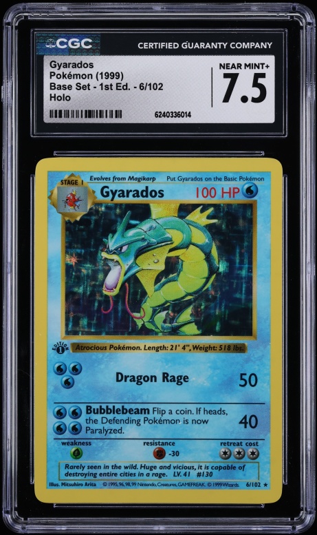 1999 Pokemon Base Set 1st Edition Holo Gyarados #6 CGC 7.5 NRMT+