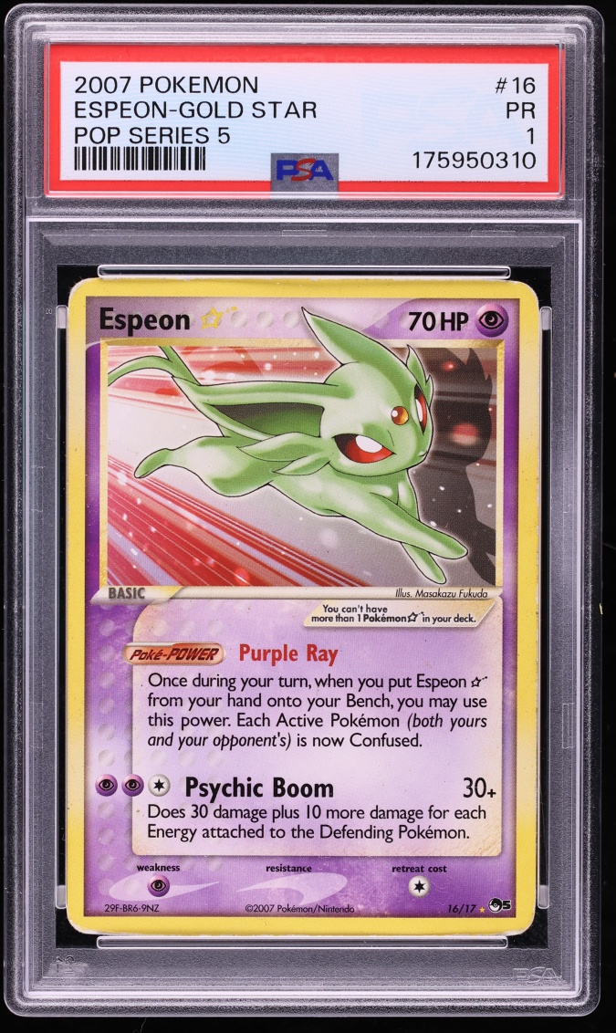 2007 Pokemon POP Series 5 Holo Espeon Gold Star #16 PSA 1 PR