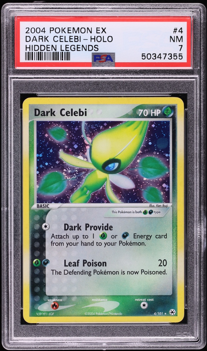 2004 Pokemon EX Hidden Legends Holo Dark Celebi #4 PSA 7 NRMT