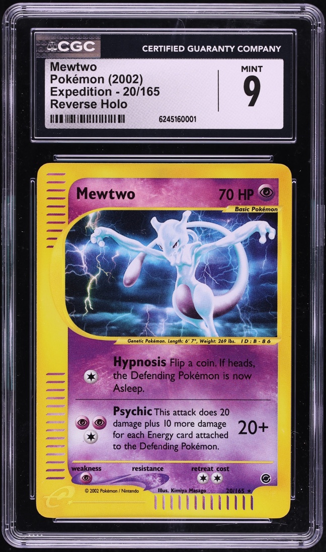 2002 Pokemon Expedition Reverse Holo Mewtwo #20 CGC 9 MINT