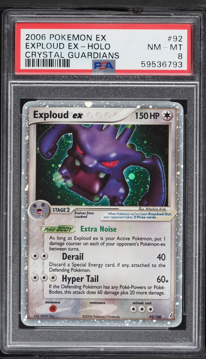 2006 Pokemon EX Crystal Guardians Holo Exploud EX #92 PSA 8 NM-MT