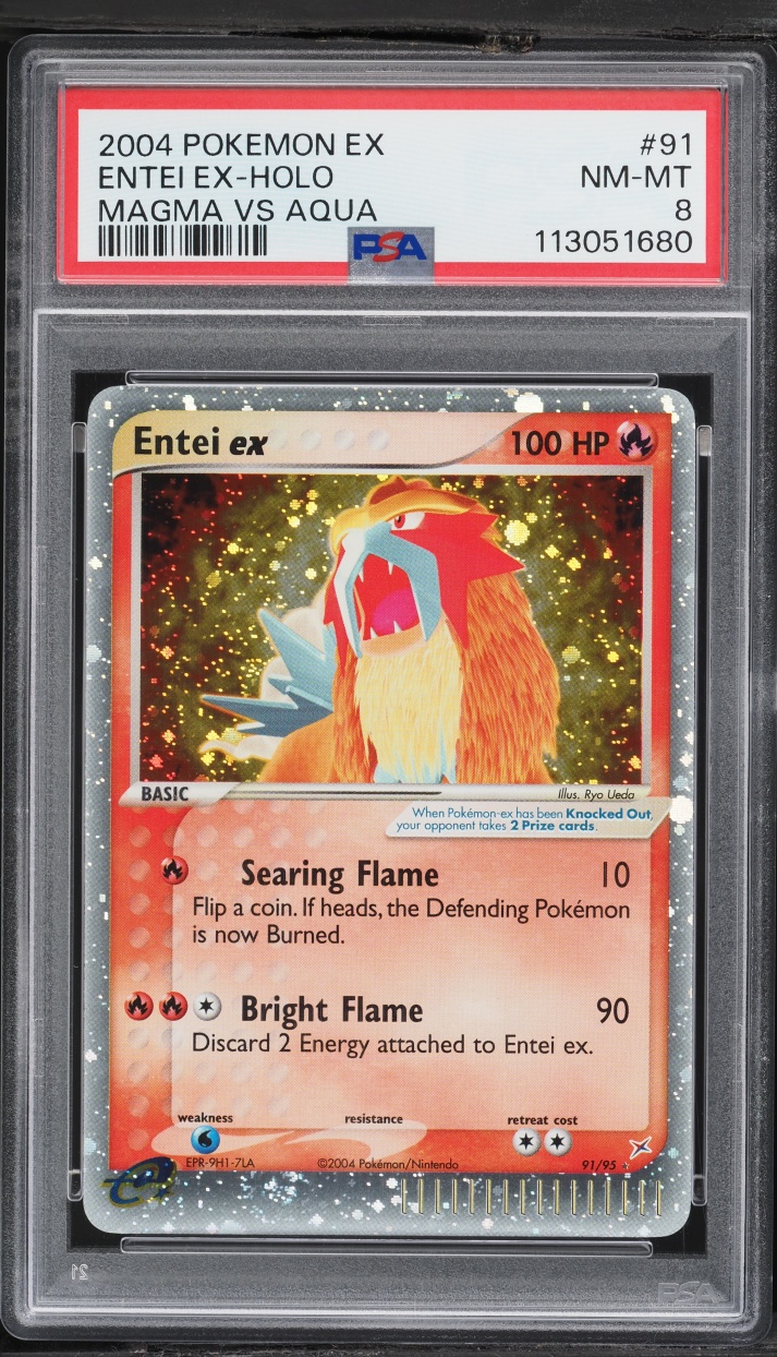 2004 Pokemon EX Team Magma Vs Team Aqua Holo Entei Ex #91 PSA 8 NM-MT