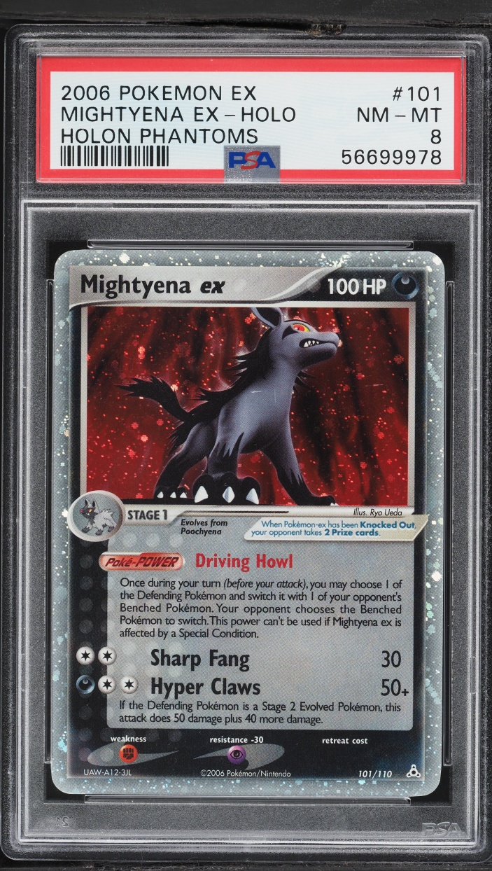 2006 Pokemon EX Holon Phantoms Holo Mightyena EX #101 PSA 8 NM-MT