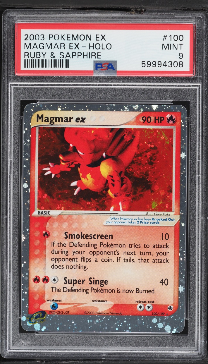 2003 Pokemon EX Ruby & Sapphire Holo Magmar Ex #100 PSA 9 MINT