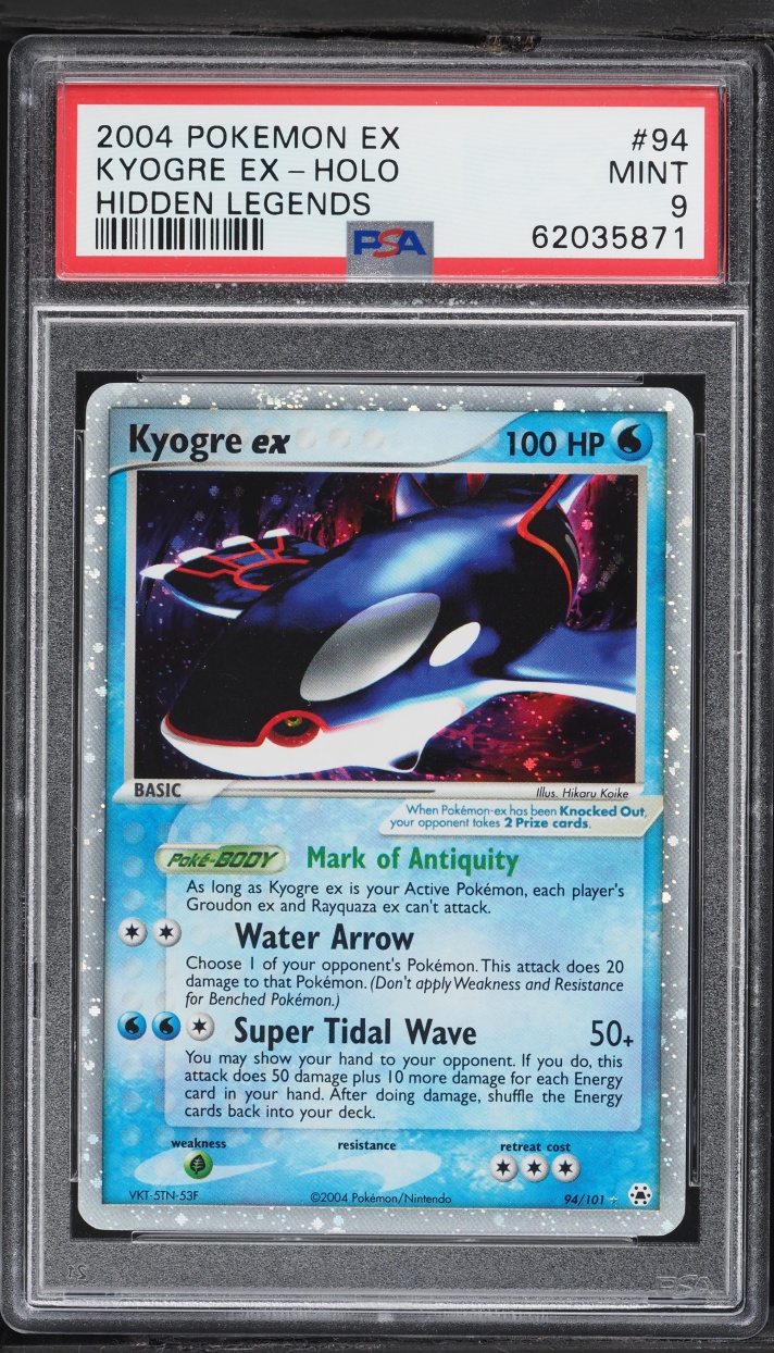 2004 Pokemon EX Hidden Legends Holo Kyogre Ex #94 PSA 9 MINT
