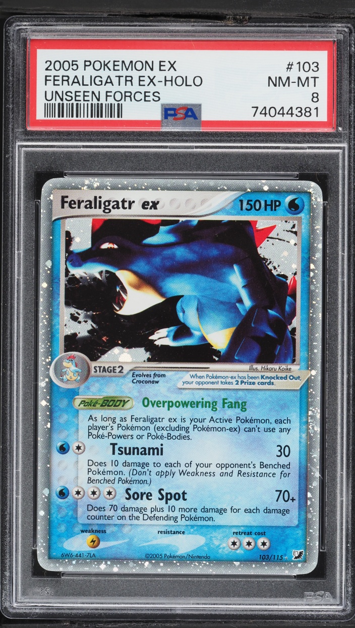 2005 Pokemon EX Unseen Forces Holo Feraligatr Ex #103 PSA 8 NM-MT