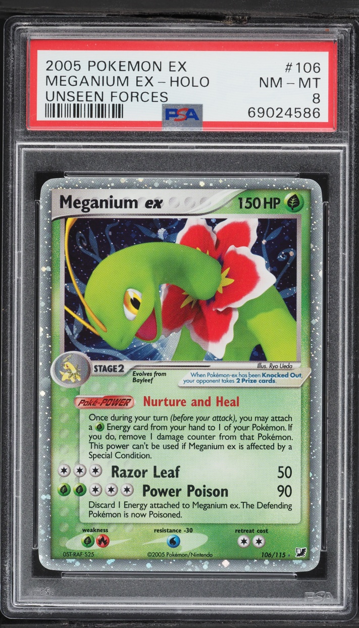 2005 Pokemon EX Unseen Forces Holo Meganium Ex #106 PSA 8 NM-MT