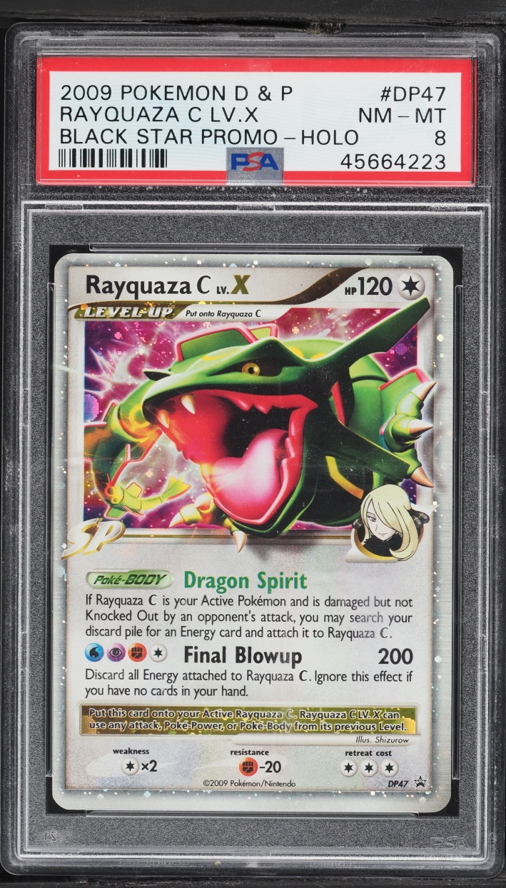 2009 Pokemon Diamond & Pearl Black Star Promo Holo Rayquaza C LV.X #DP47 PSA 8 NM-MT